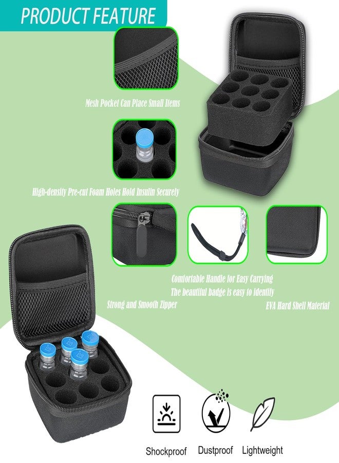 NCGDPZY Insulin and Peptide Vial Storage Case for Refrigerator and Travel, Vial Holder Organizer, Fits Standard 10ml U-100 Vials, 9-Slot, Black with Diabetes Badge - Image 3